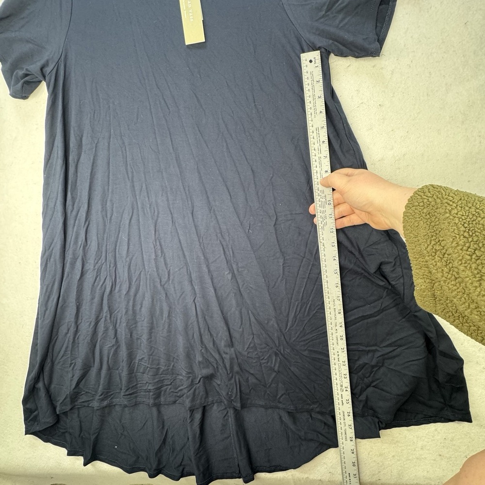 NEW $88 Joan Vass Plus Size 2X Stretch Jersey Knit Swing Dress Blue Flowey - Picture 4 of 9